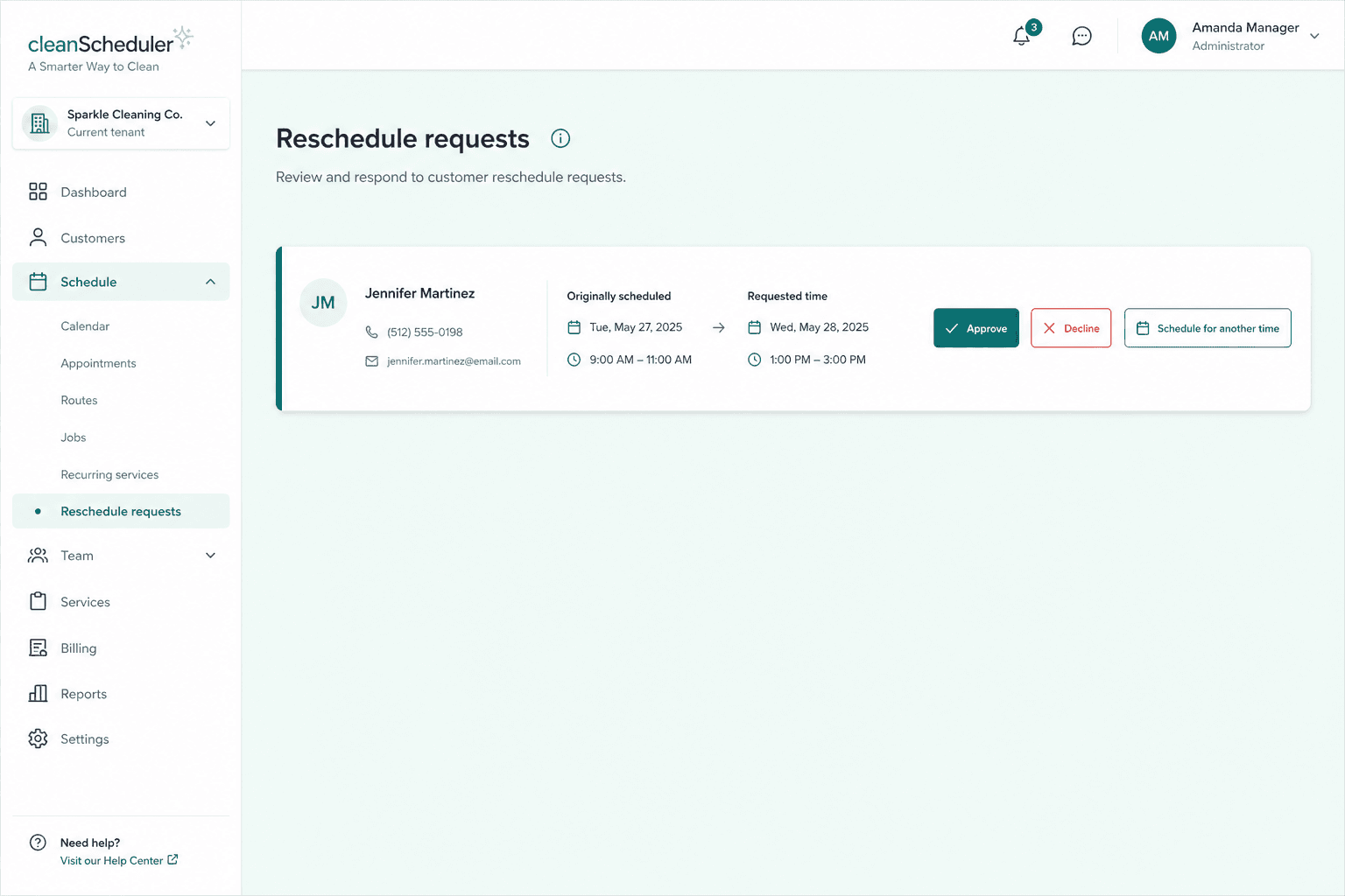 Clean Scheduler mobile schedule for field workers